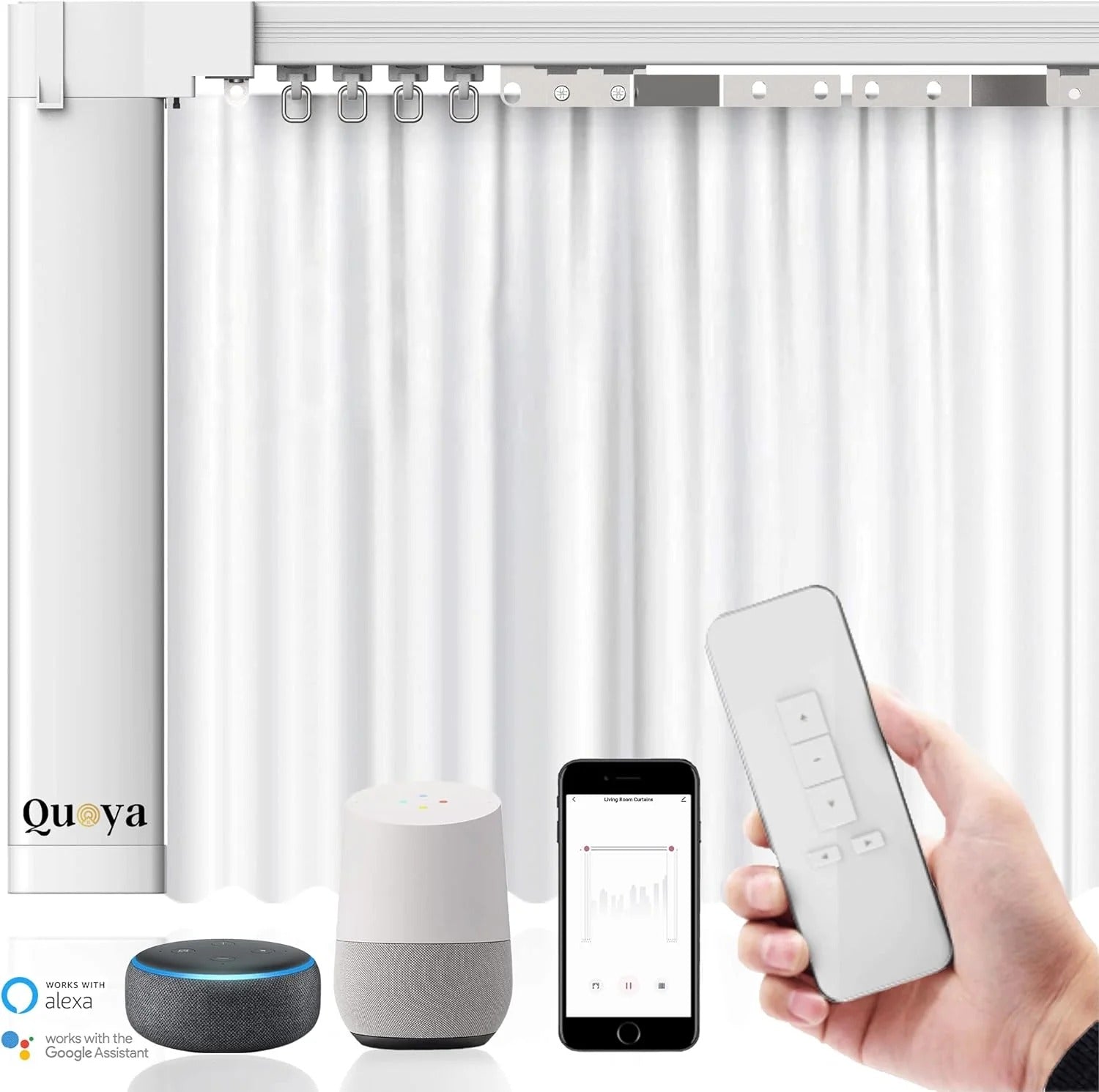 Smart Automatic Curtain Opener Motor – Rechargeable Electric Curtain Robot with Remote Control | Fits Roman Rods, T-Type & U-Type Tracks | No WiFi Required