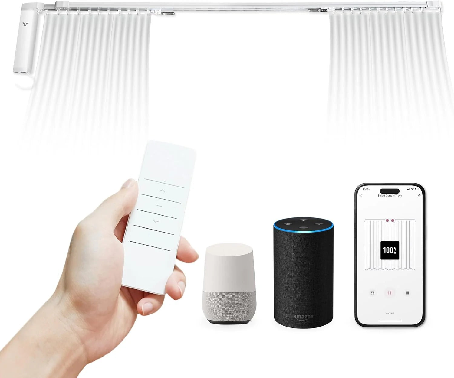 Smart Automatic Curtain Opener Motor – Rechargeable Electric Curtain Robot with Remote Control | Fits Roman Rods, T-Type & U-Type Tracks | No WiFi Required