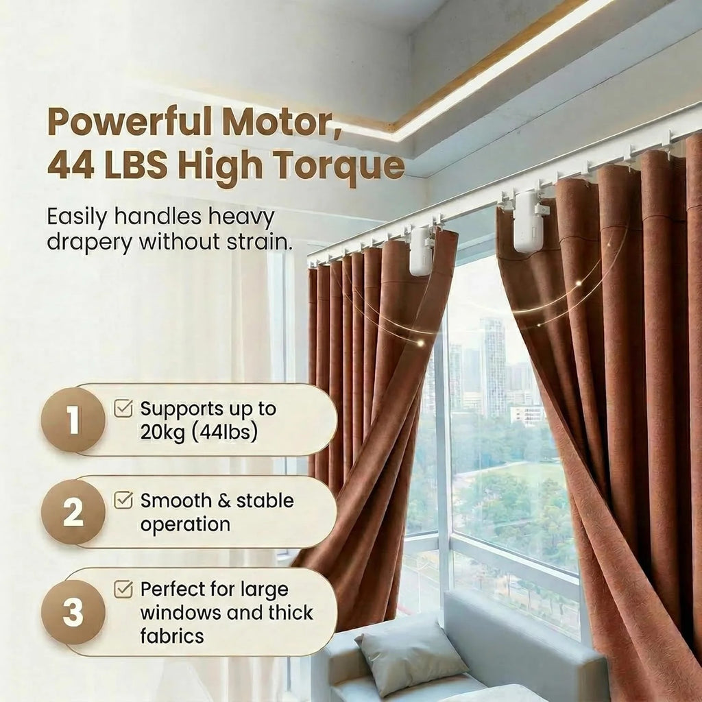 Smart Automatic Curtain Opener Motor – Rechargeable Electric Curtain Robot with Remote Control | Fits Roman Rods, T-Type & U-Type Tracks | No WiFi Required