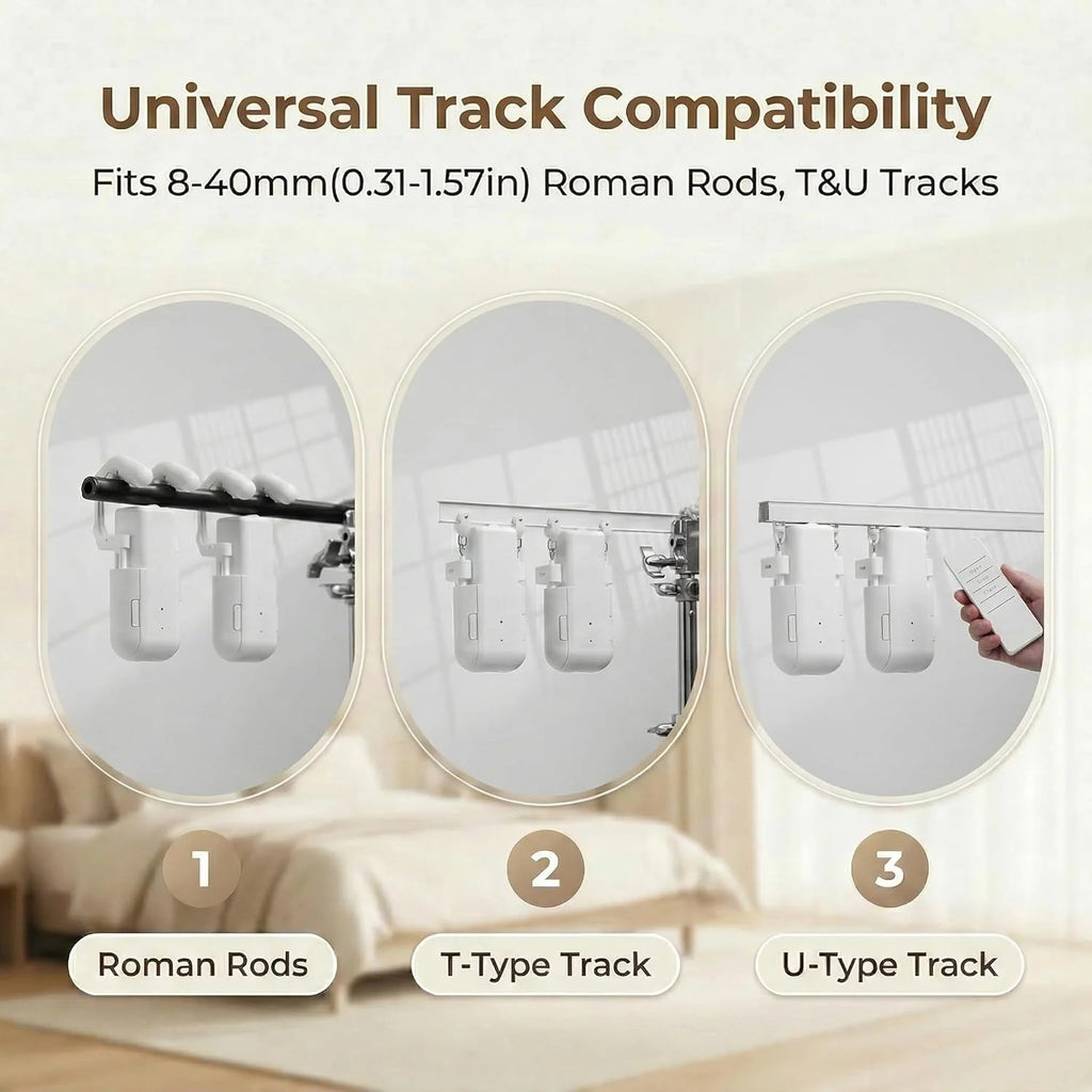 Smart Automatic Curtain Opener Motor – Rechargeable Electric Curtain Robot with Remote Control | Fits Roman Rods, T-Type & U-Type Tracks | No WiFi Required