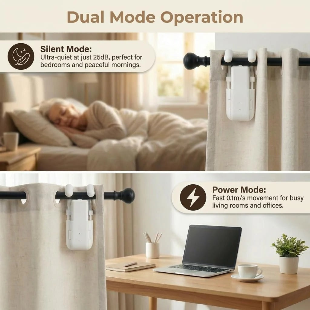 Smart Automatic Curtain Opener Motor – Rechargeable Electric Curtain Robot with Remote Control | Fits Roman Rods, T-Type & U-Type Tracks | No WiFi Required